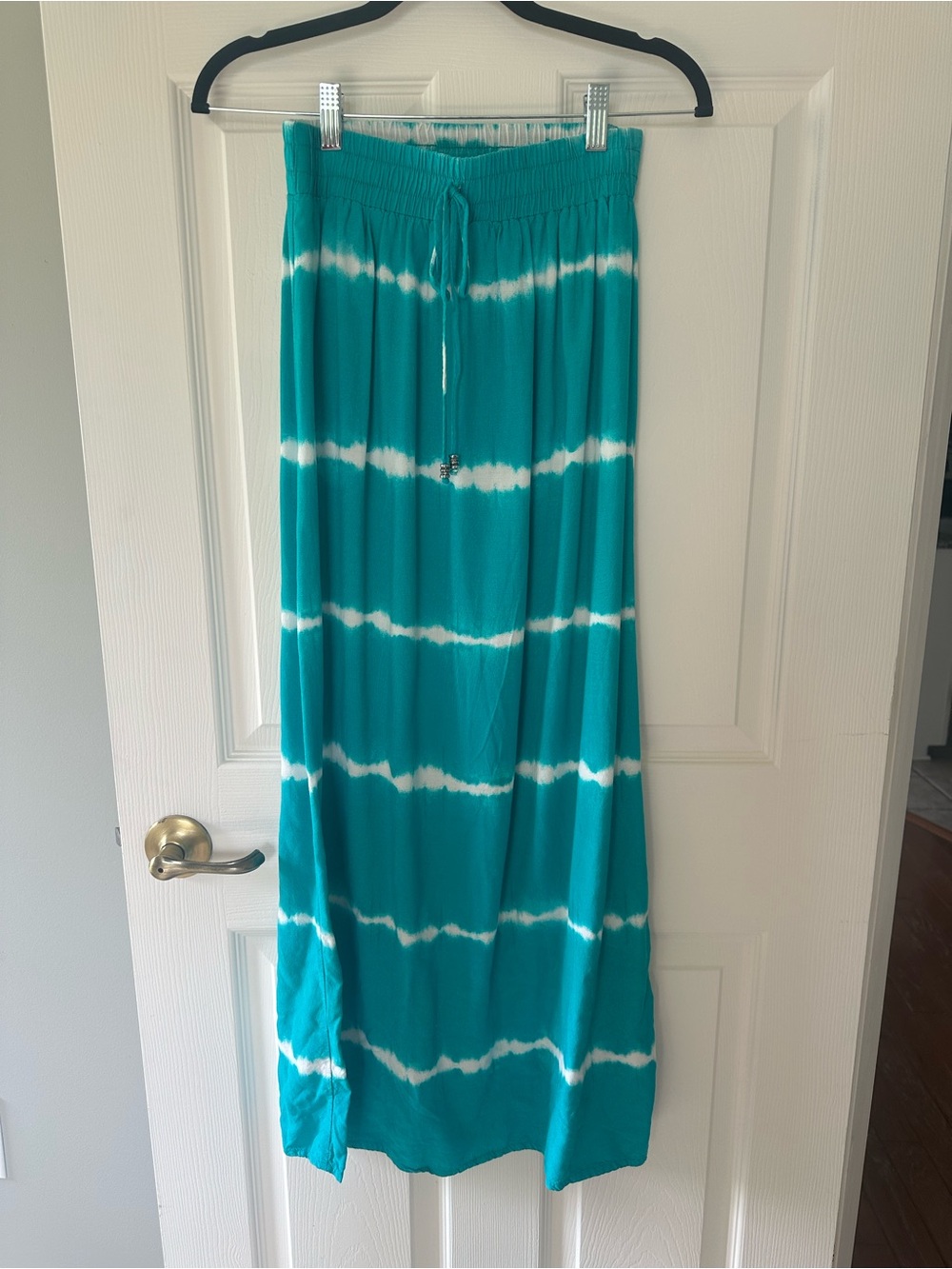 A. Byer Teal and White Tie-Dye Maxi Skirt